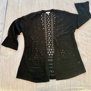 Charter Club Black Open-Knit Cardigan